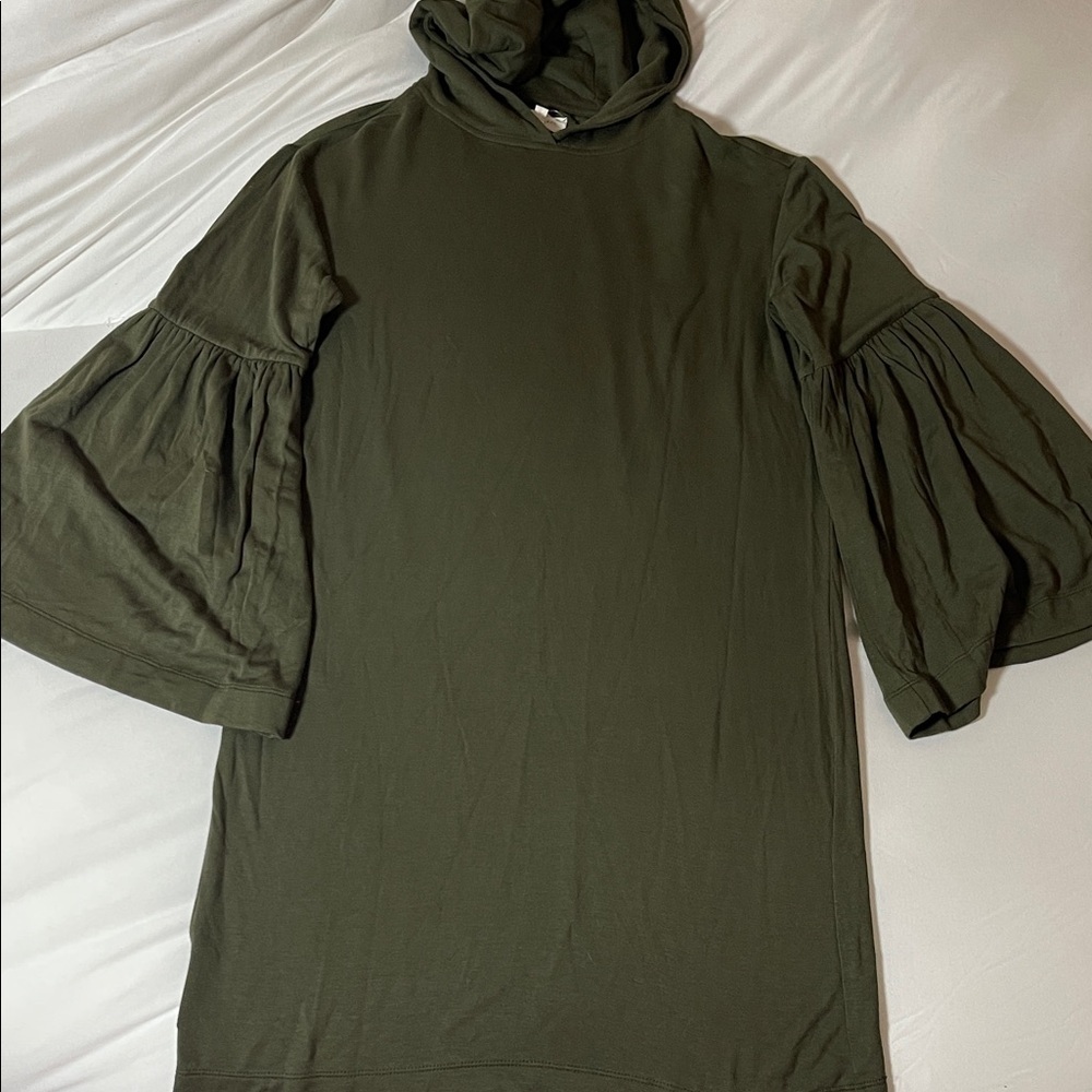 Lou & Grey Olive Green Hooded Pullover Dress